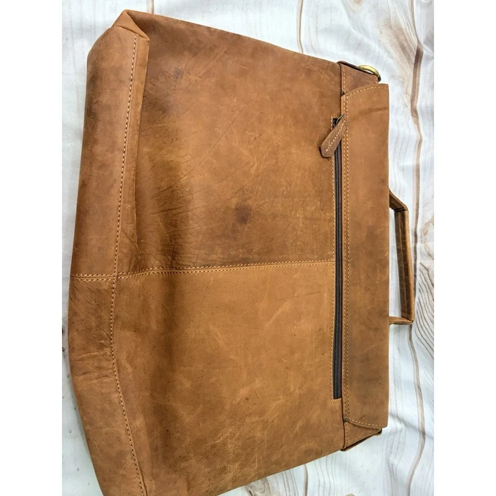 HLC Genuine Leather Laptop Messenger Bag Briefcase 16